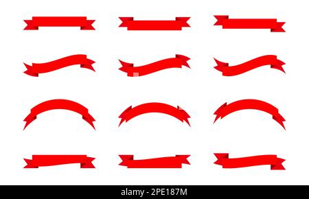 Bannersatz für Farbband. Bänder Kollektion. Rote Schleifen. Vektorband Stock Vektor
