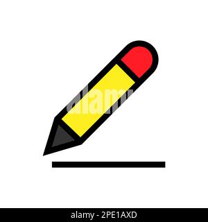 Symbol für Bleistift-Schreibzeile isoliert auf weißem Hintergrund. Schwarzer, flacher Klassiker mit modernem Umriss. Lineares Symbol und bearbeitbare Kontur. Einfach und Pixel Stock Vektor
