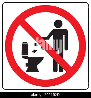 Symbol „nicht in Toilette werfen“. Schild „Sauberhalten“. Silhouette eines Mannes, Müll in einen Mülleimer werfen, quadratisch isoliert auf weißem Hintergrund. Kein Müll in RE Stock Vektor