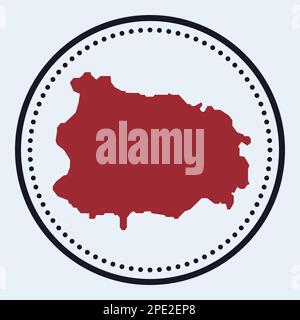 Ischia-Rundstempel. Rundes Logo mit Inselkarte und Titel. Stylisches minimalistisches Ischia-Abzeichen mit Karte. Vektordarstellung. Stock Vektor