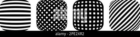 Set von dekorativen gepunkteten abgerundeten quadratischen Formen mit isoliertem geometrischen Muster. Vektordarstellung Stock Vektor