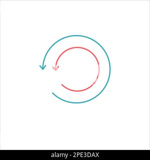 Abstraktes Symbol für Abrundungspfeile gegen den Uhrzeigersinn, einseitige Pfeile im Kreis. Darstellung des Rohteilvektors isoliert auf weißem Hintergrund. Stock Vektor