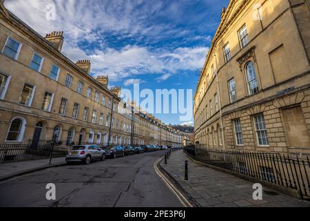 Georgianische Häuser in Henrietta Street, Bath, Somerset, England Stockfoto