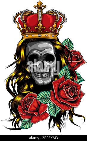 Die Königin mit Krone und Rosenblüten Stock Vektor