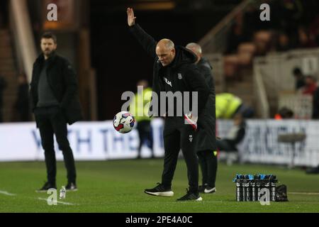 Stoke City Manager Alex Neil während des Sky Bet Championship-Spiels zwischen Middlesbrough und Stoke City im Riverside Stadium, Middlesbrough am Dienstag, den 14. März 2023. (Foto: Mark Fletcher | MI News) Guthaben: MI News & Sport /Alamy Live News Stockfoto