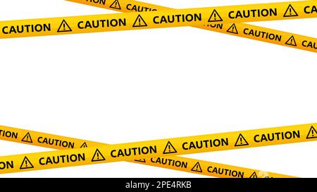 Gekreuzte Warnstreifen. Gelbes und schwarzes Warnband. Wiederkehrende Klebestreifen, Gefahrenklebebänder. Restriktions- und Verbotszonen Sellotape. Vektor Stock Vektor