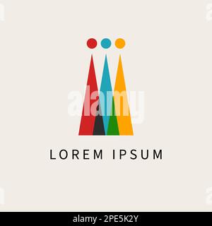 Menschen in Form von Dreiecken, Teamwork-Logo. Freundschaft, Familiensymbol, Kettenvektor, Dreiecksfiguren Stock Vektor
