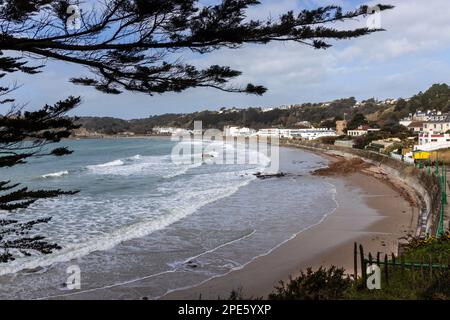 Panoramablick auf St. Brelade's Bay auf der Insel Jersey Stockfoto