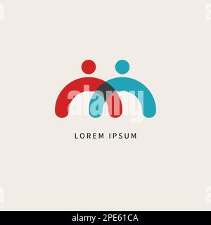 Unternehmenslogo für zwei Connected People. Freunde, Partner, Teamsymbol Stock Vektor