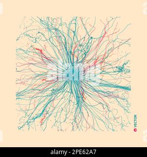 Abstrakte Wissenschaft oder Technologie Hintergrund. Array mit dynamischen Partikeln. Vector Illustration. Stock Vektor