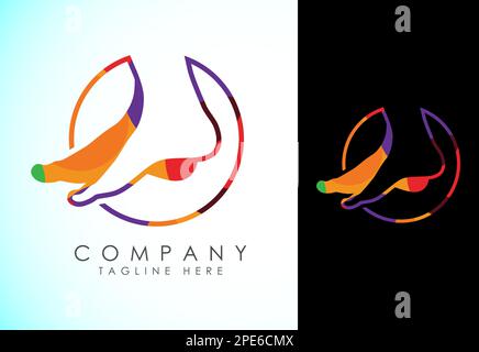 Polygonaler Fuß und Pflege Symbol Logo-Vorlage, Low Poly Fuß und Knöchel Healthcare Stock Vektor