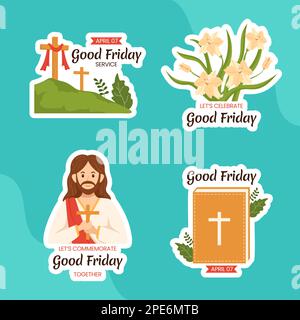 Happy-Friday-Label Flat Cartoon Handgezeichnete Vorlagen Hintergrundabbildung Stock Vektor