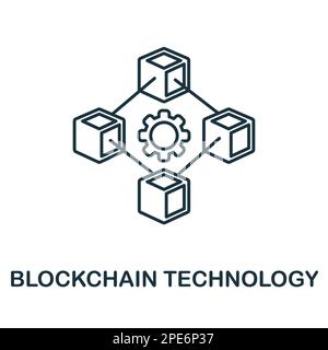 Symbol für Blockchain-Technologie. Monochrome Simple Blockchain Technology Symbol für Vorlagen, Webdesign und Infografiken Stock Vektor