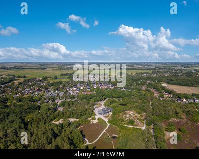 Luftaufnahme des Buitencentrum im Naturschutzgebiet Schoorlser Duenen, Schoorl, Nordholland, Niederlande Stockfoto