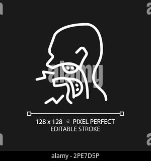 Tonsillitis Cancer Pixel Perfect weiß linear Symbol für dunkles Thema Stock Vektor
