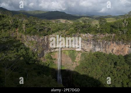 Chamarel-Wasserfall von St. Denis und Viande Salee Rivers, Black River Gorges N. P. Black River District, West Mauritius Stockfoto