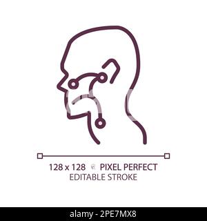 Ohr, Nase und Hals Pixel Perfect RGB Farbe lineares Symbol Stock Vektor