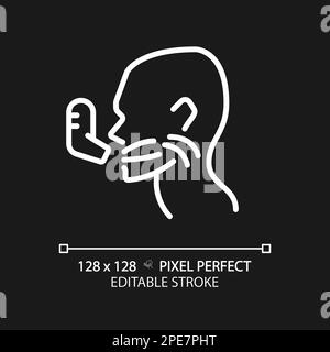 Asthma Pixel Perfect weißes lineares Symbol für dunkles Thema Stock Vektor