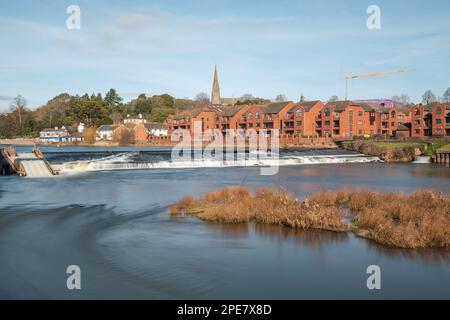 Trews Wehr auf dem Fluss exe in Exeter Stockfoto