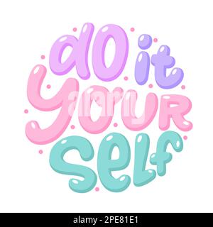 MACHEN SIE ES SELBST. DIY-Schriftzug Abkürzung Logo-Kreisstempel. Gummidichtungsstempel auf weißem Hintergrund Vektorabbildung. Stock Vektor