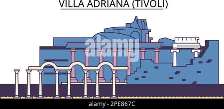 Italien, Tivoli, Villa Adriana Tourismus Wahrzeichen, Vector City Travel Illustration Stock Vektor