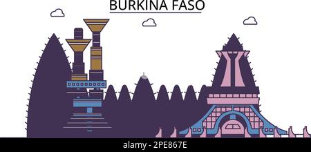 Touristenattraktionen in Burkina Faso, ein Beispiel für Stadtreisen Stock Vektor