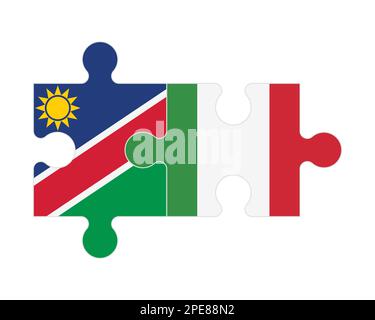 Zusammenhängendes Puzzle von Flaggen von Namibia und Italien, Vektor Stock Vektor