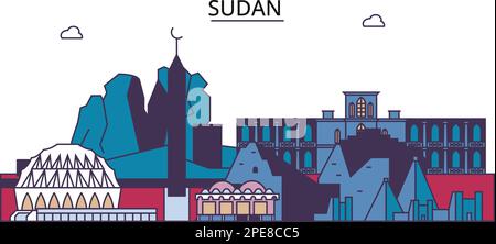 Touristische Wahrzeichen des Sudan, ein Beispiel für Vektorreisen in der Stadt Stock Vektor