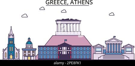 Griechenland, Touristenattraktionen in Athen, Vektorreisen in der Stadt Illustration Stock Vektor