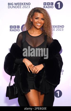 Zara Deniz nimmt an der Big Weekend 2023-Launch Party des Radio 1 im Londoner Hotel im Zentrum von London Teil. Bilddatum: Mittwoch, 15. März 2023. Stockfoto