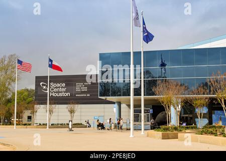 Houston, Texas, USA - Februar 2023: Außenansicht des NASA Johnson Space Center in Houston Stockfoto