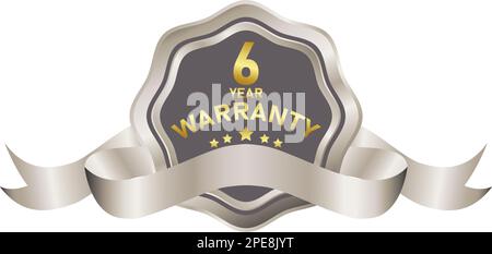 Abbildung des Garantieabzeichens in goldsilber, in Premium-Farben, Siegeln, Medaillen, Schutzschilden, Abzeichen, Schriftrollen und Ornamente Stock Vektor