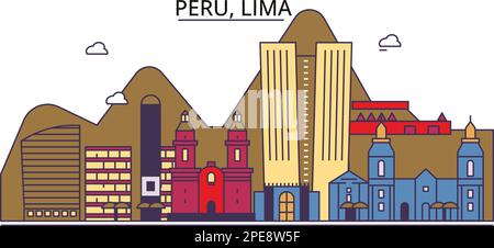 Peru, Lima Touristenattraktionen, Vektorreisen in der Stadt Illustration Stock Vektor