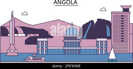 Angola Touristenattraktionen, Vektorreisen Illustration Stock Vektor