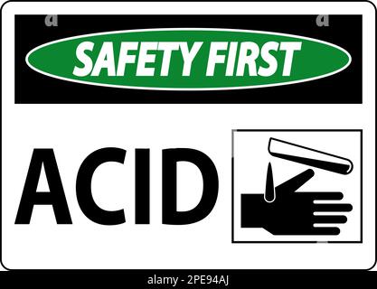 Schild „Sicherheit Durch Säure“ Auf Weißem Hintergrund Stock Vektor