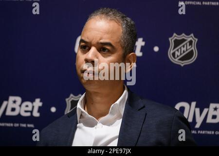 RIGA, Lettland. 15. März 2023. Stanley Cup - zum ersten Mal in Riga angekommen. Kredit: Gints Ivuskans/Alamy Live News Stockfoto