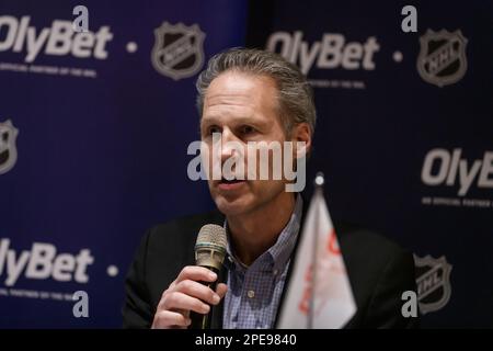 RIGA, Lettland. 15. März 2023. Stanley Cup - zum ersten Mal in Riga angekommen. Kredit: Gints Ivuskans/Alamy Live News Stockfoto