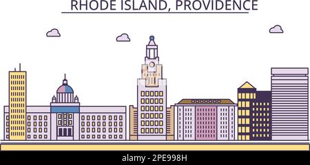 USA, Tourismus-Wahrzeichen von Providence, Vektor-Stadt-Reise-Illustration Stock Vektor