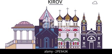 Russland, Kirov Tourismus Wahrzeichen, Vektorstadt Reise Illustration Stock Vektor