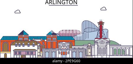 USA, Arlington City Tourismus Wahrzeichen, Vector City Reise Illustration Stock Vektor