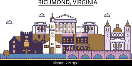 USA, Sehenswürdigkeiten in Richmond, ein Beispiel für Stadtreisen Stock Vektor