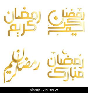 Elegantes Golden Ramadan Kareem Vektordesign mit arabischer Kalligraphie für muslimische Festivals. Stock Vektor