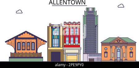 USA, Allentown Tourismus Wahrzeichen, Vector City Travel Illustration Stock Vektor