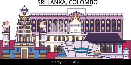 Sri Lanka, Colombo Tourist Wahrzeichen, Vector City Travel Illustration Stock Vektor