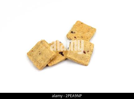 cranberry cookies on white, handmade cookies. Cranberry oatmeal cookies isolated. Stockfoto