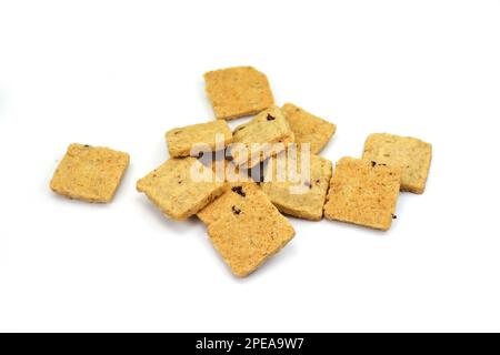 cranberry cookies on white, handmade cookies. Cranberry oatmeal cookies isolated. Stockfoto