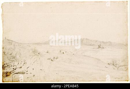 Englisch: Römische Landschaft (wahrscheinlich gegenüber von Monte Lepini, jenseits der Stadt Velletri) 1857 von Edgar Degas Stockfoto