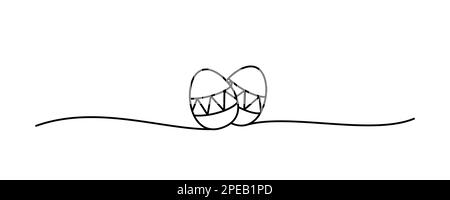 Doodle Easter Eggs Kritzelbanner Hand gezeichnet mit dünner Linie Stock Vektor