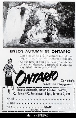 Ontario-Reisewerbung in einem NatGeo-Magazin September 1956 Stockfoto