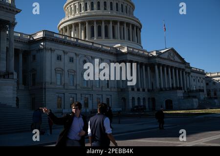 Washington, USA. 15. März 2023. Eine allgemeine Ansicht der USA Capitol Building, in Washington, DC, am Mittwoch, den 15. März, 2023. (Graeme Sloan/Sipa USA) Kredit: SIPA USA/Alamy Live News Stockfoto